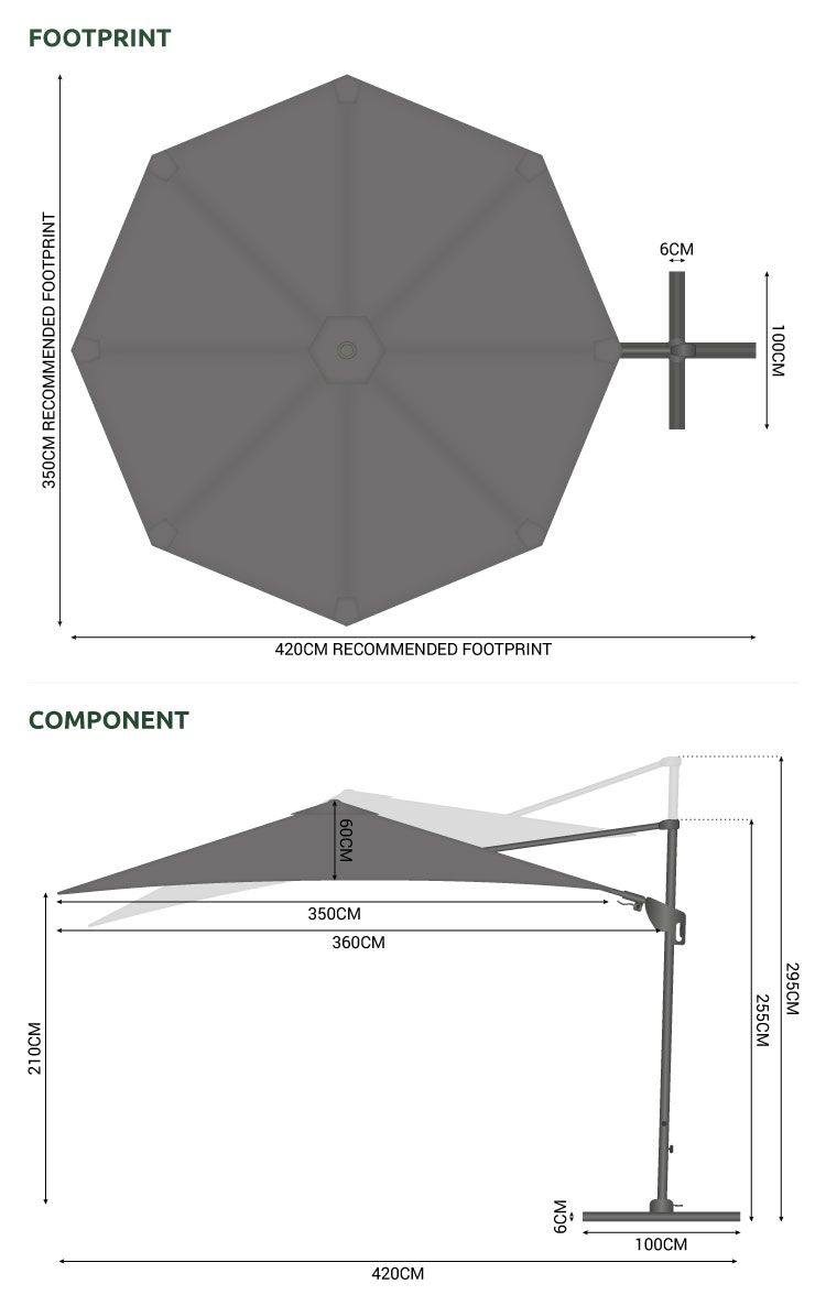 Nova <br> Galaxy LED Cantilever Parasol - 3.5m Round Grey - Image 9