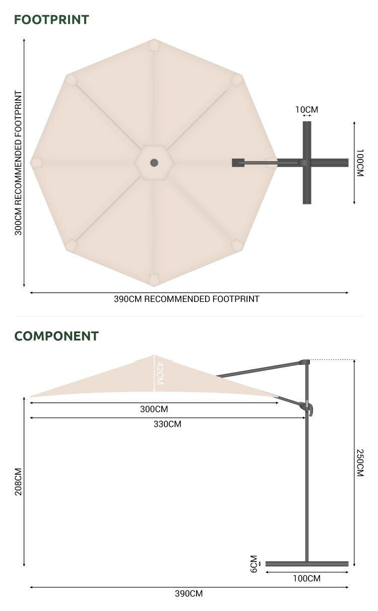 Nova <br> Apollo Cantilever Parasol 3m Round Beige - Image 3