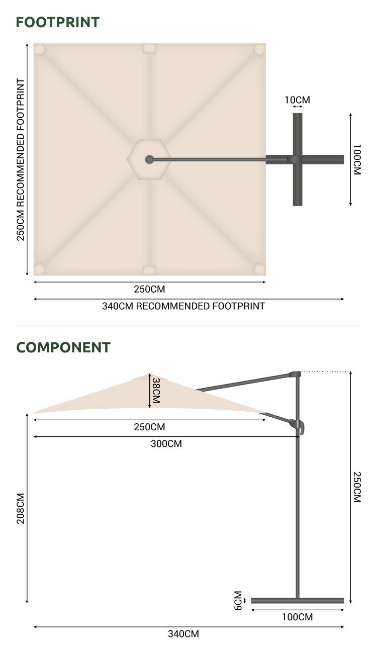 Nova <br> Apollo Cantilever Parasol 2.5m Square Beige - Image 3