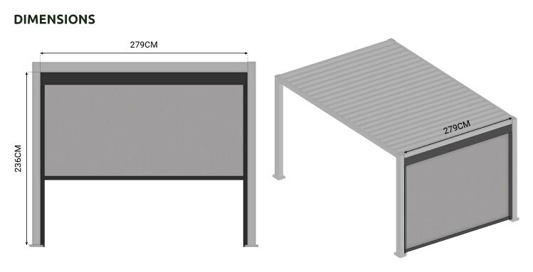 Nova <br> Pull Down Screen for Titan 3m Pergolas Grey - Image 3