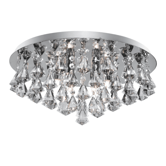 Chrome and Crystal 6 Light Semi-Flush Ceiling Light