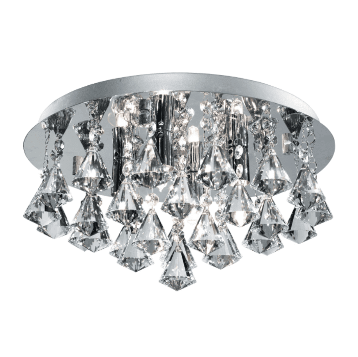 Chrome and Crystal 4 Light Semi-Flush Fitting