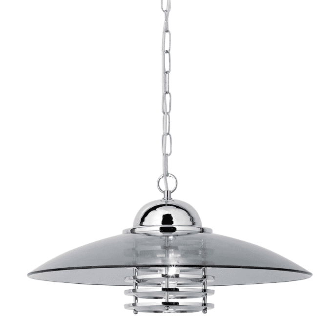 Chrome Pendant Light with Smoked Glass Shade