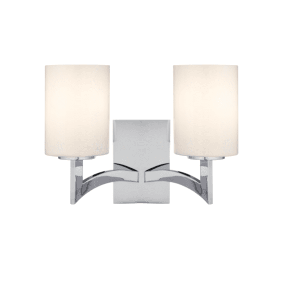 Chrome 2 Light Wall Bracket with Opal Glass Shade s
