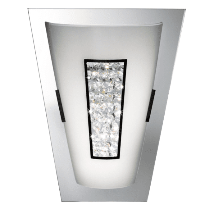 LED Wall Light with White Glass Shade and Crystal Inner Decoration (Suitable for Bathrooms)