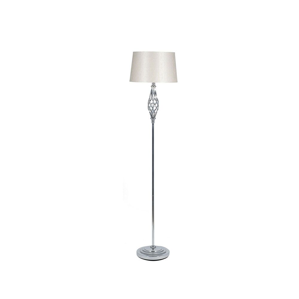 Silver Metal twist Detail Floor Lamp with Shade