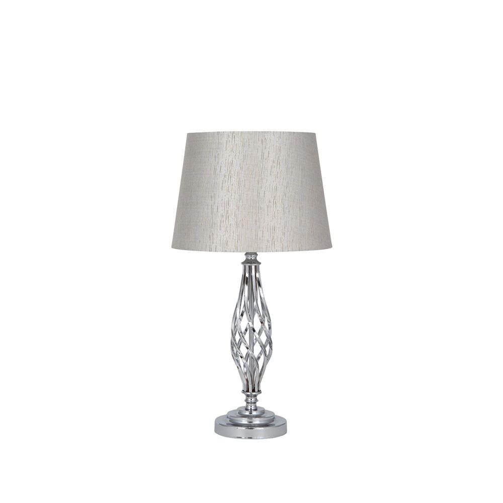 Jenna Silver Metal Twist Detail Table Lamp with Shade