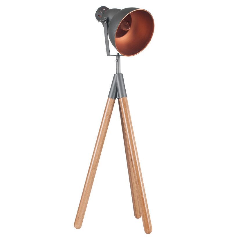 Grey Metal and Natural Wood Tripod Film Light