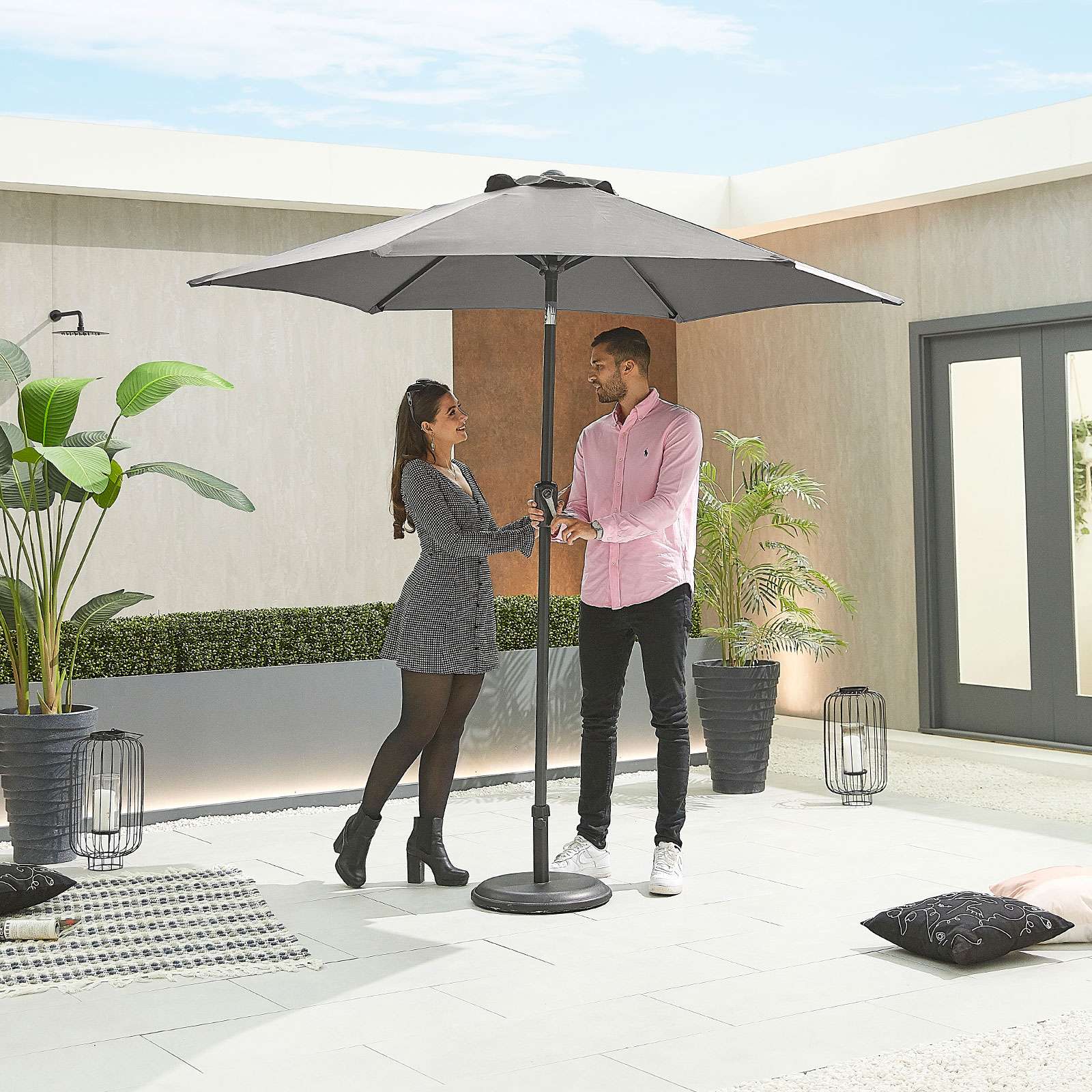 Nova <br> Antigua Aluminium Parasol 2.4m Round Grey - Image 3