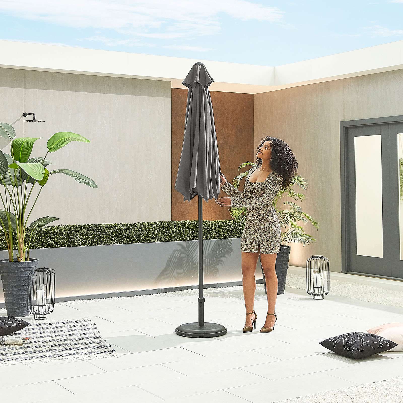 Nova <br> Antigua Aluminium Parasol 2.4m Round Grey - Image 4