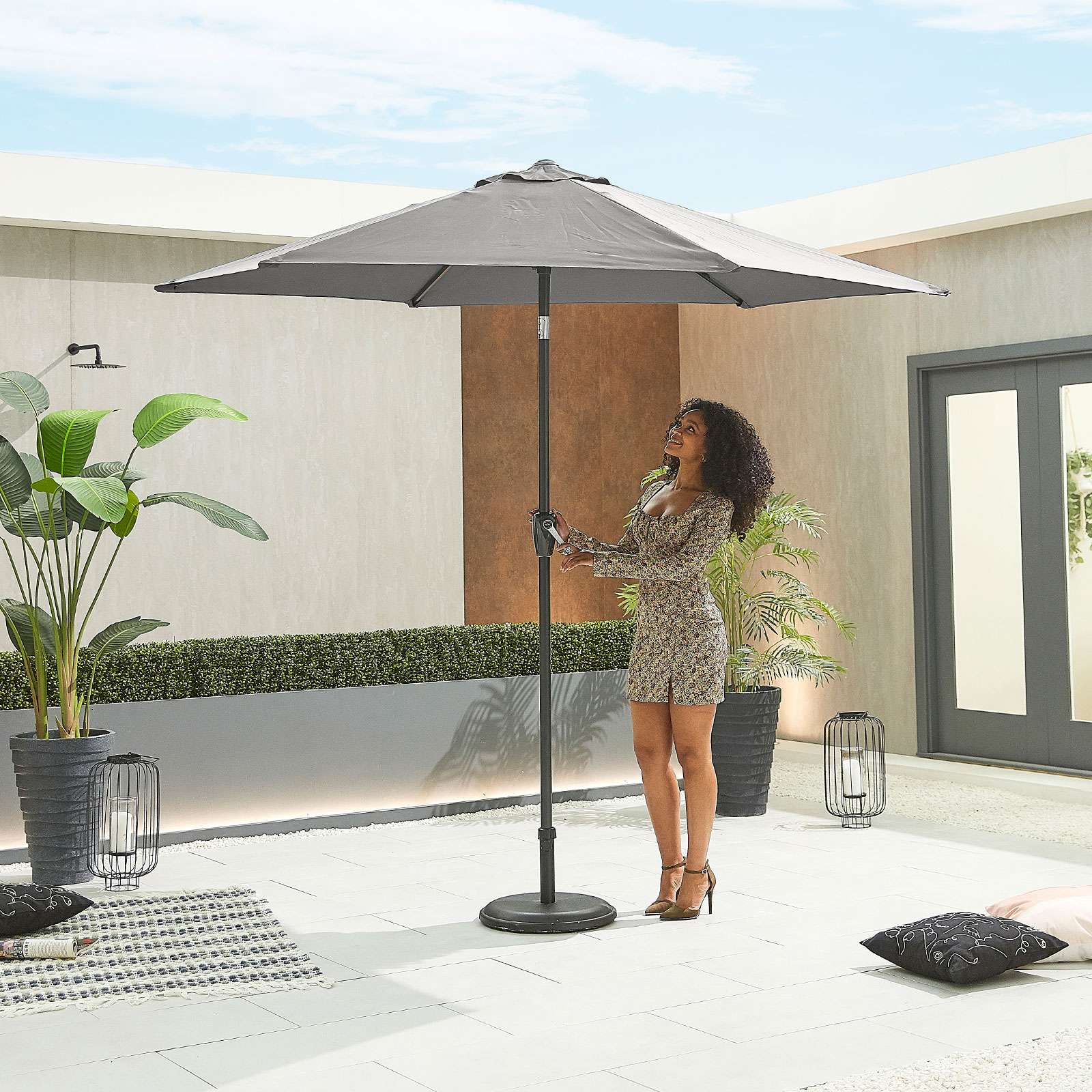 Nova <br> Antigua Aluminium Parasol 2.7m Round Grey - Image 3