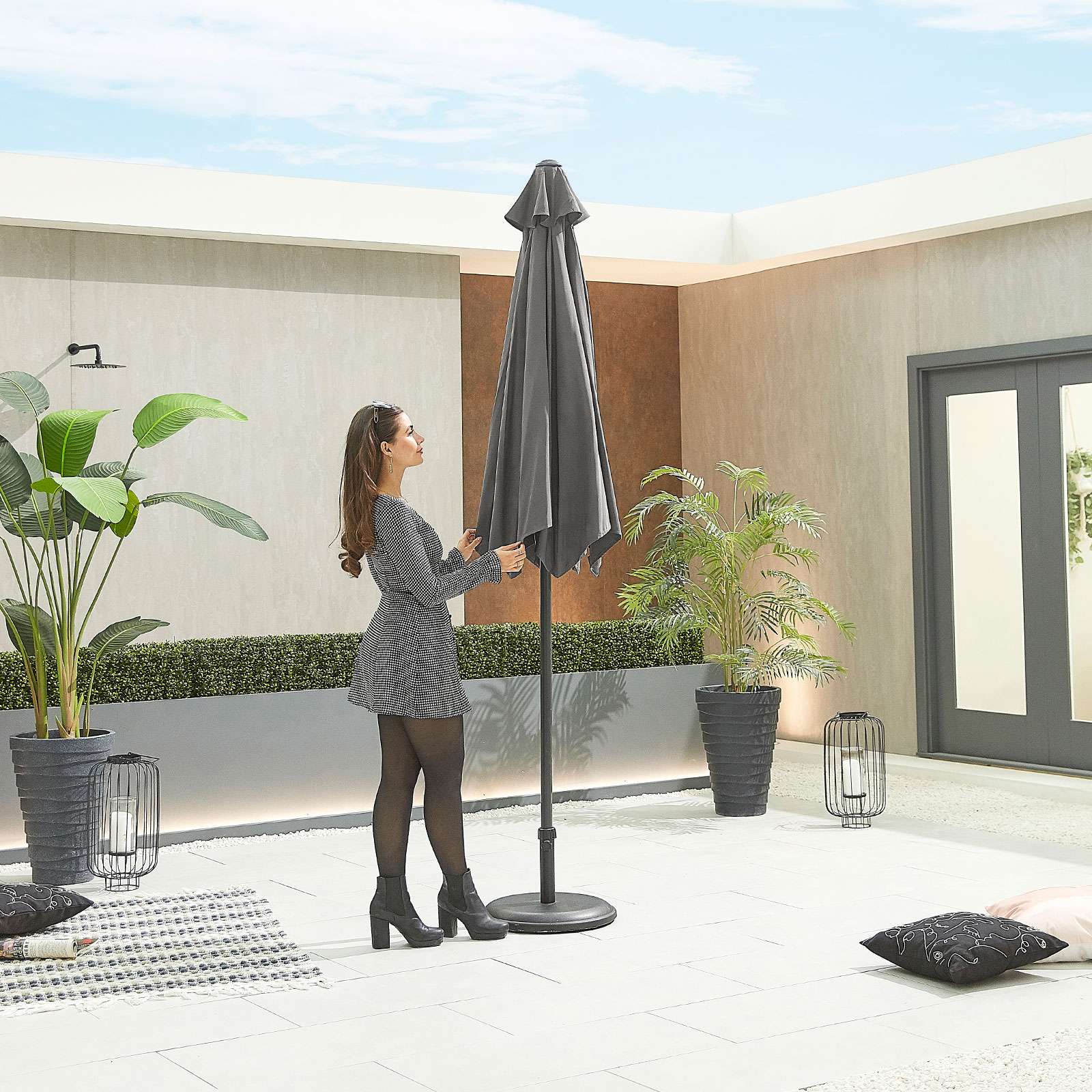 Nova <br> Antigua Aluminium Parasol 2.7m Round Grey - Image 4
