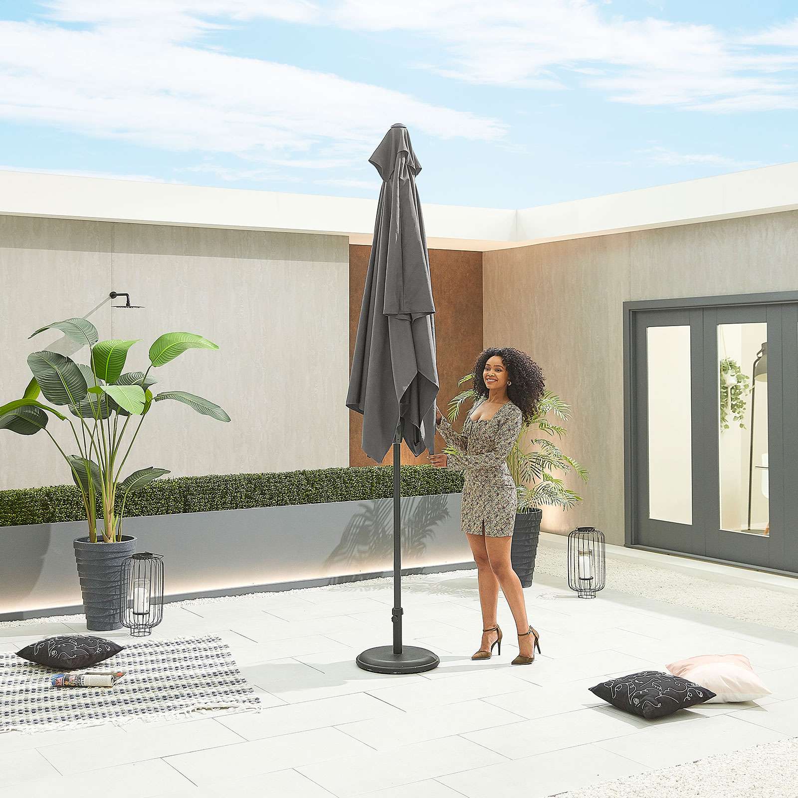 Nova <br> Antigua Aluminium Parasol 3m x 2m Rectangular Grey - Image 4