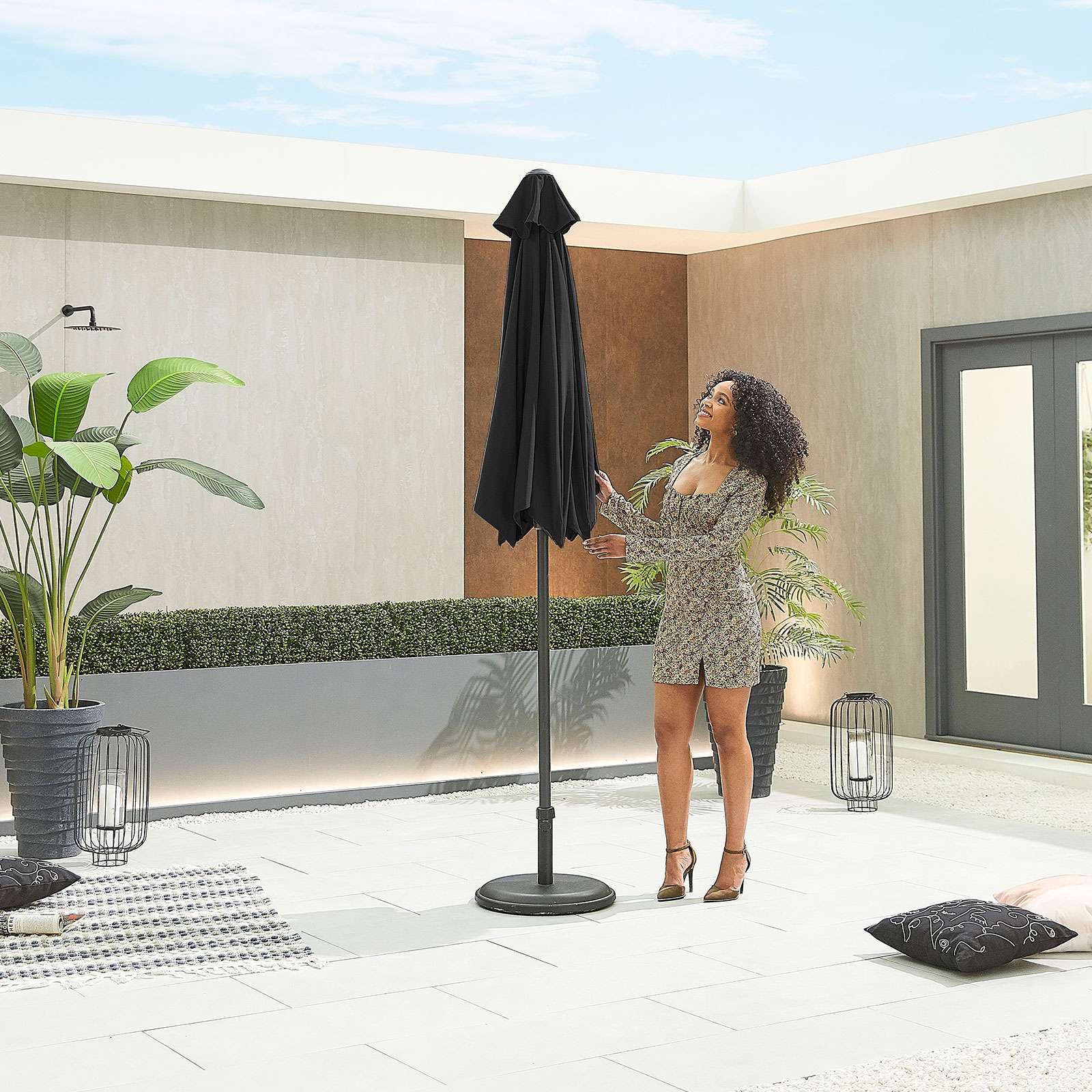 Nova <br> Antigua Aluminium Parasol 2.4m Round Black - Image 4