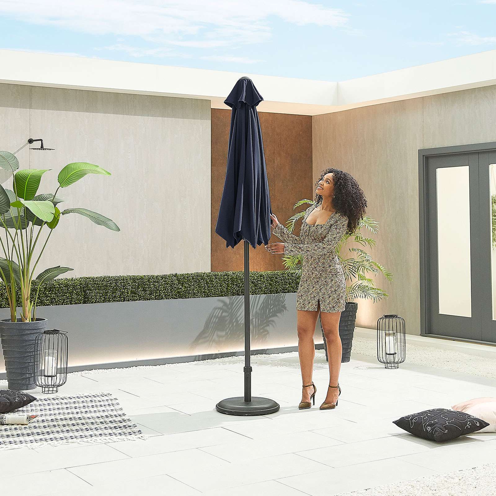 Nova <br> Antigua Aluminium Parasol 2.4m Round Navy - Image 4