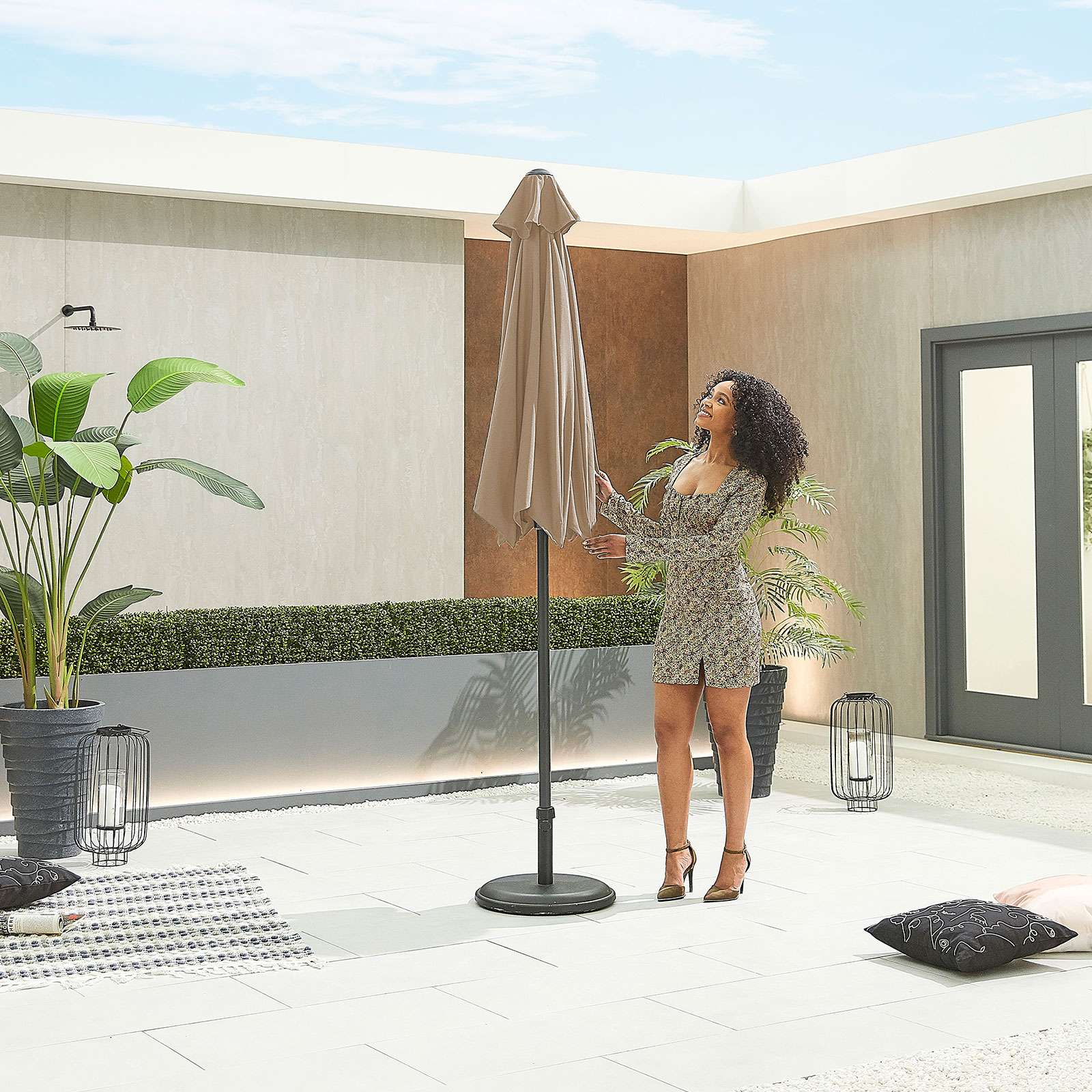 Nova <br> Antigua Aluminium Parasol 2.4m Round Taupe - Image 4