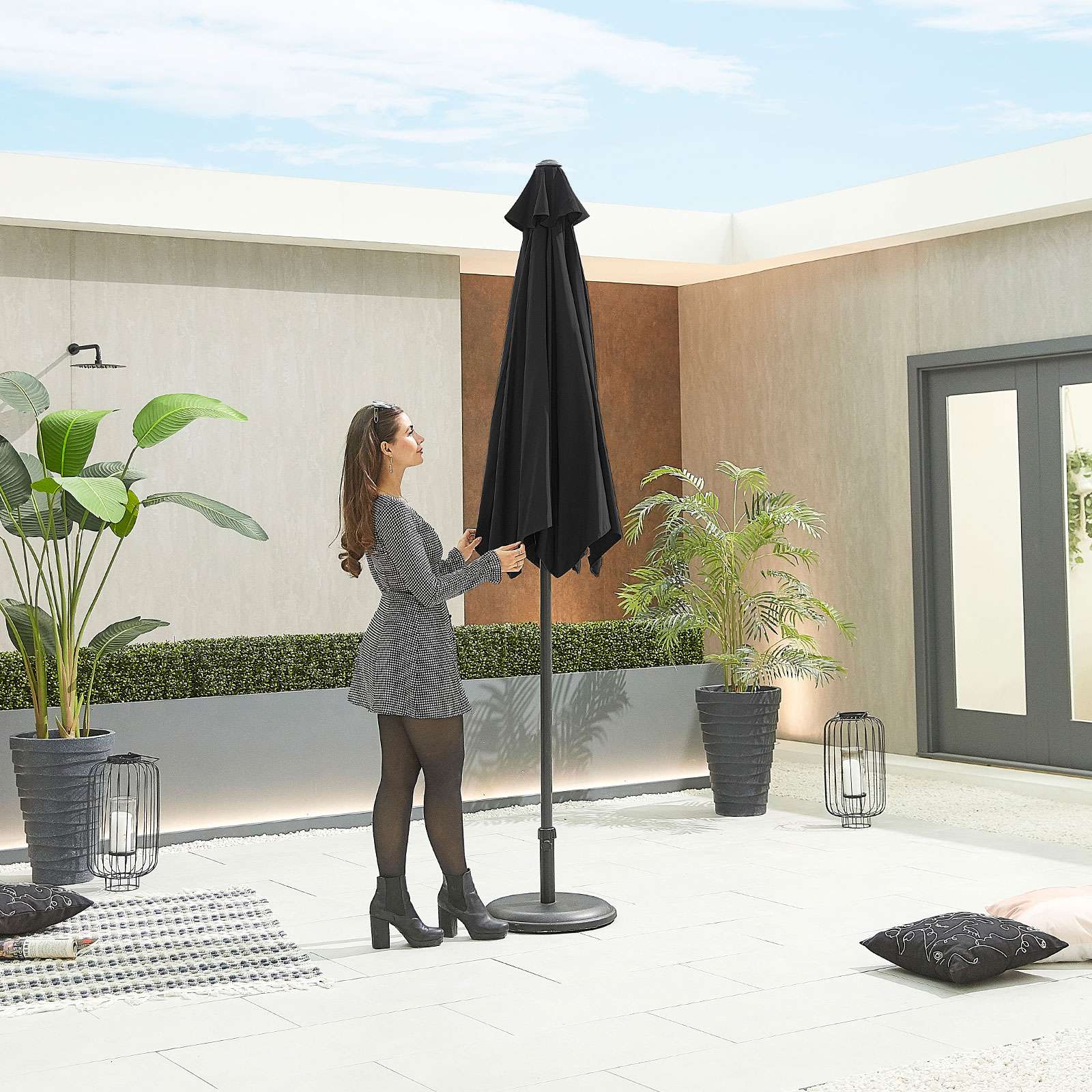 Nova <br> Antigua Aluminium Parasol 2.7m Round Black - Image 4