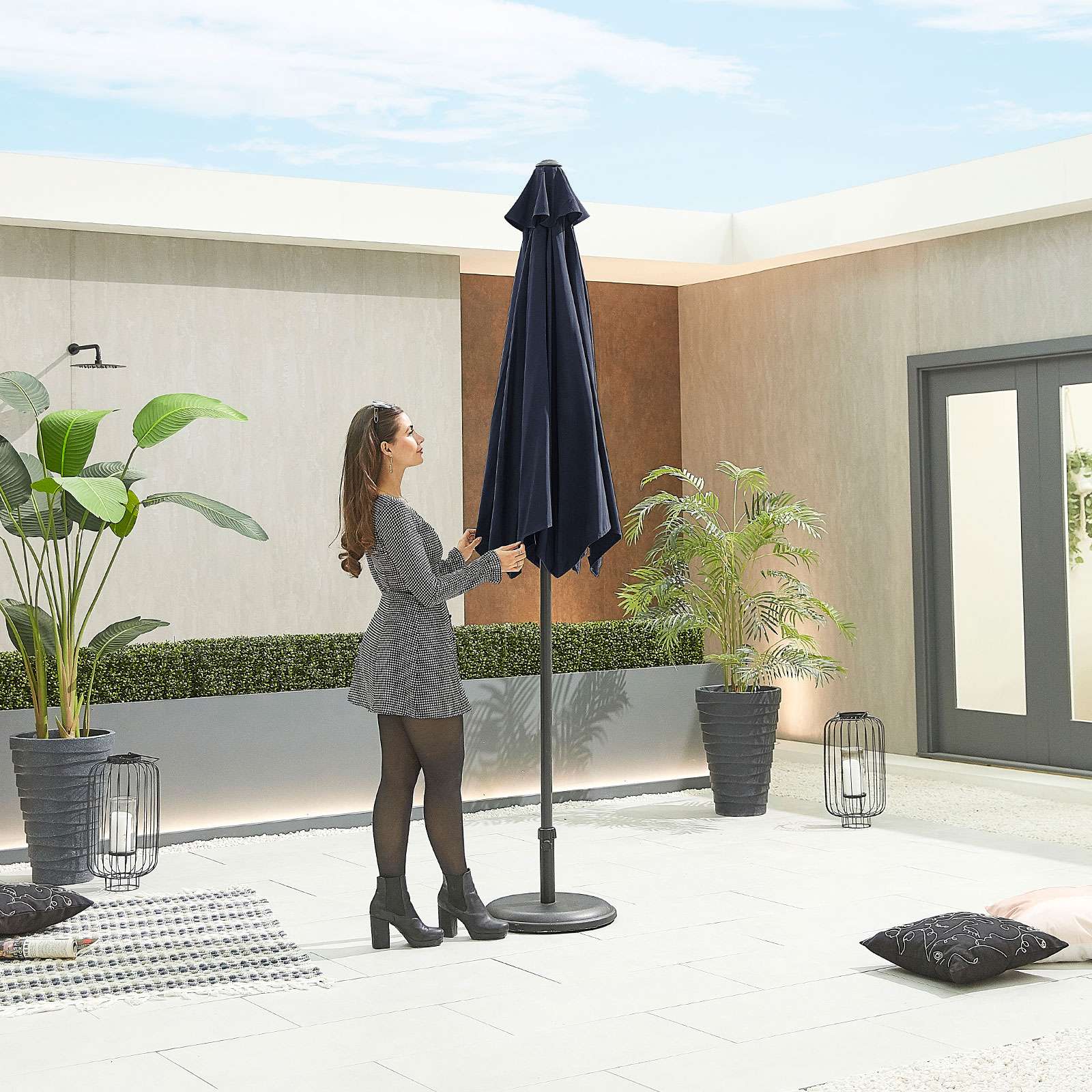 Nova <br> Antigua Aluminium Parasol 2.7m Round Navy - Image 4
