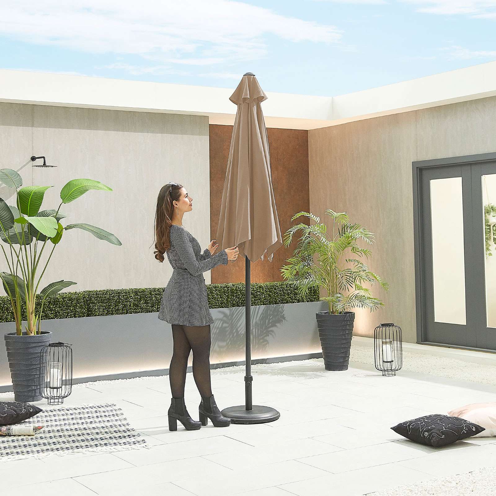 Nova <br> Antigua Aluminium Parasol 2.7m Round Taupe - Image 4