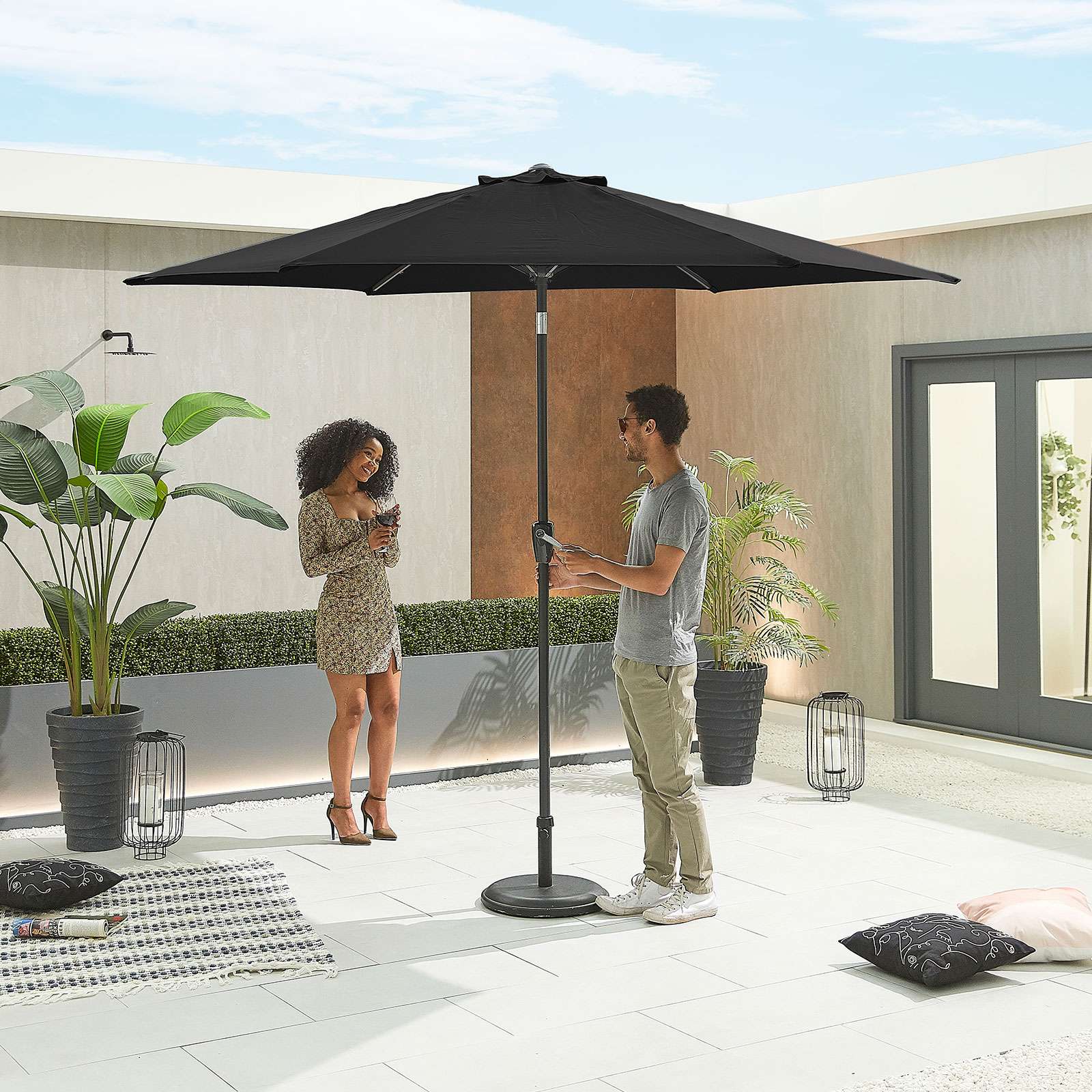 Nova <br> Antigua Aluminium Parasol 3m Round Black - Image 3