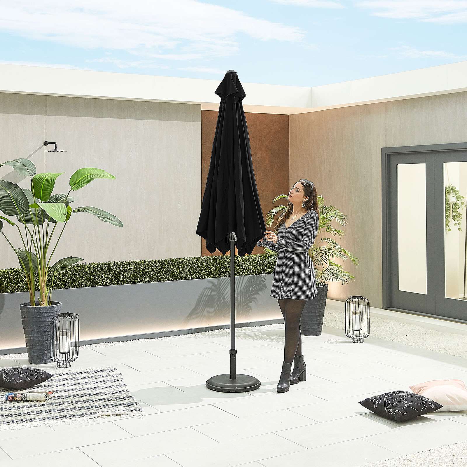 Nova <br> Antigua Aluminium Parasol 3m Round Black - Image 4