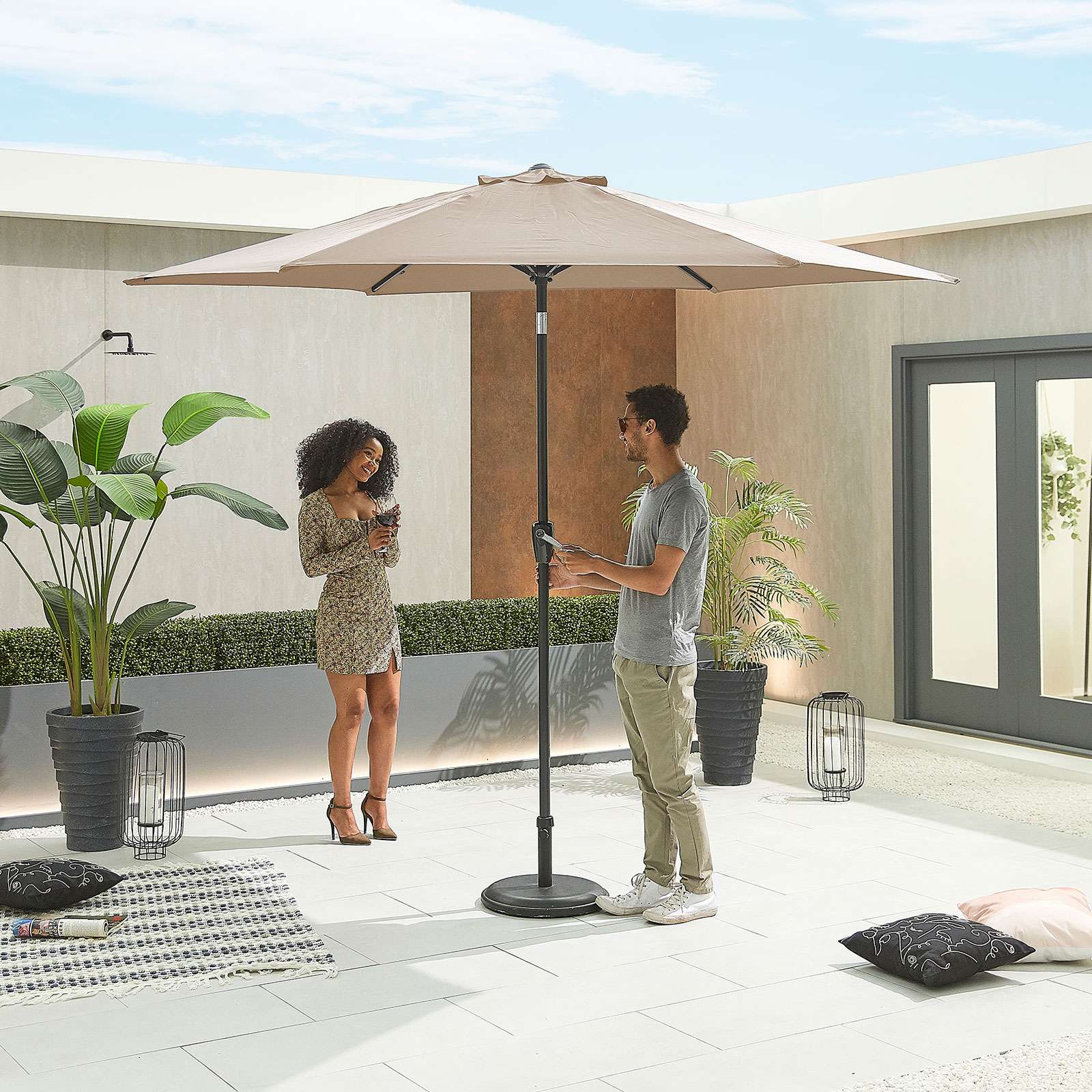 Nova <br> Antigua Aluminium Parasol 3m Round Taupe - Image 3