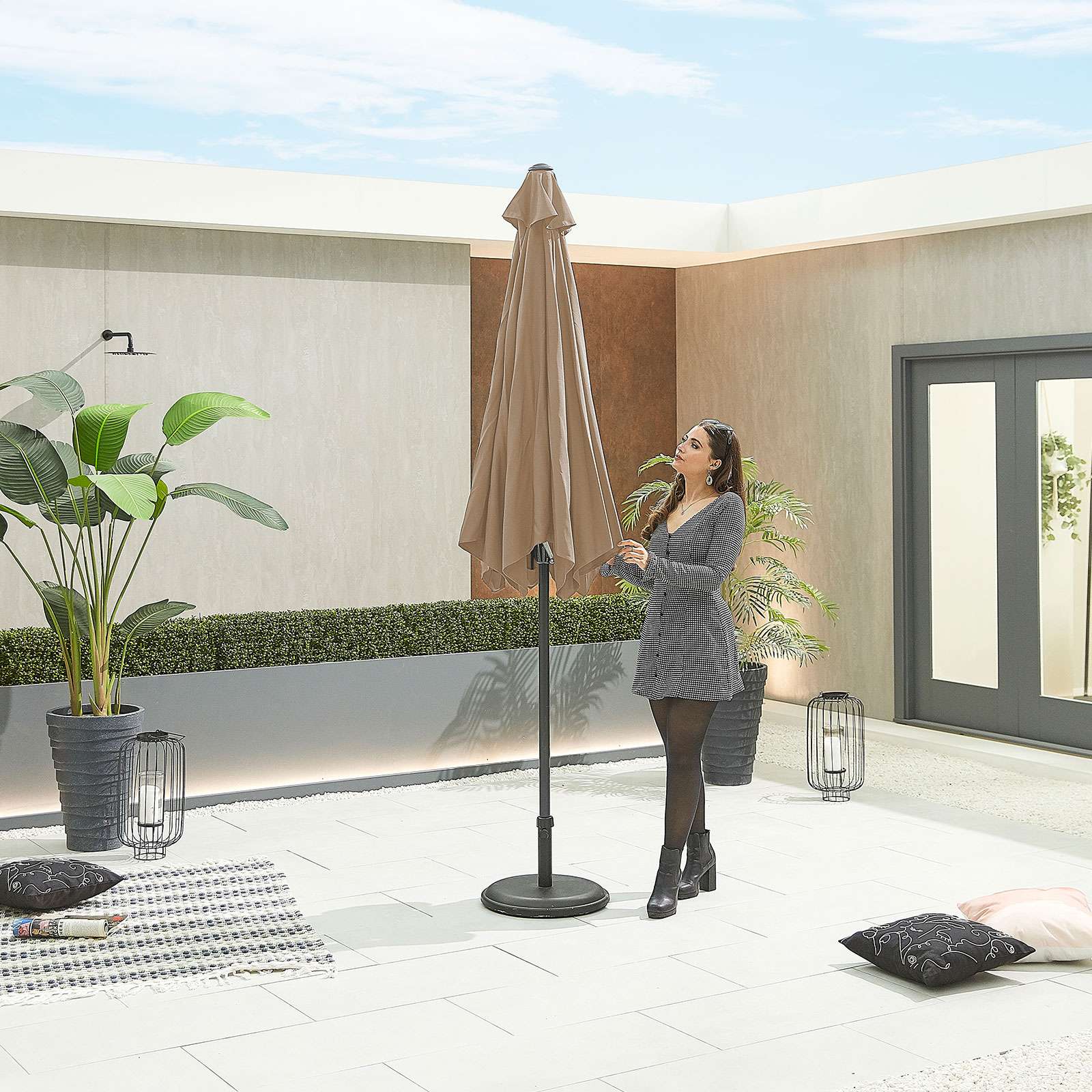 Nova <br> Antigua Aluminium Parasol 3m Round Taupe - Image 4