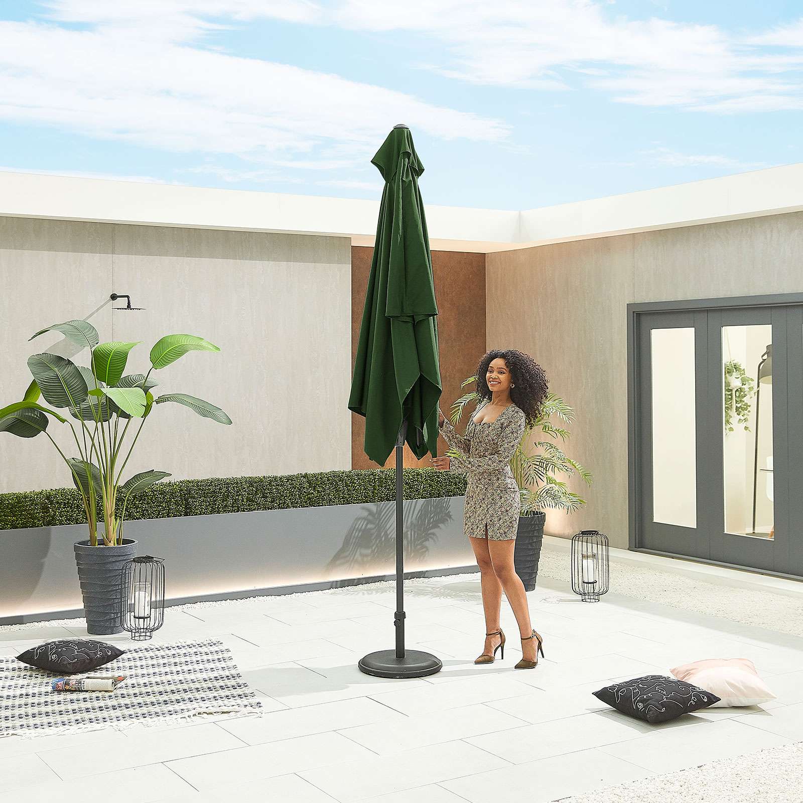 Nova <br> Antigua Aluminium Parasol 3m x 2m Rectangular Green - Image 4