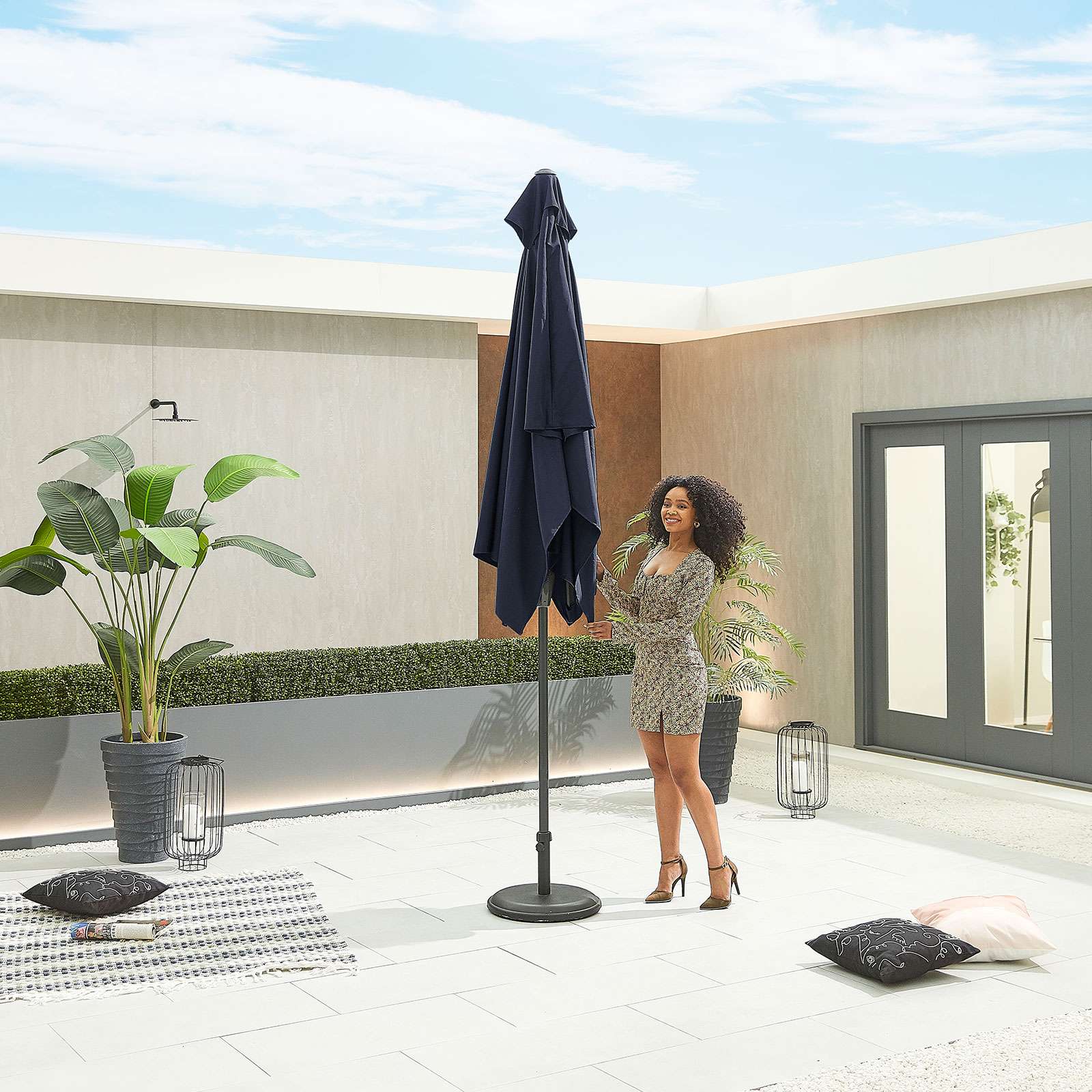 Nova <br> Antigua Aluminium Parasol 3m x 2m Rectangular Navy - Image 4