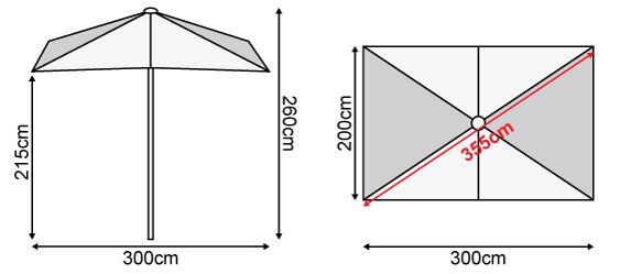 Nova <br> Antigua Aluminium Parasol 3m x 2m Rectangular Taupe - Image 2