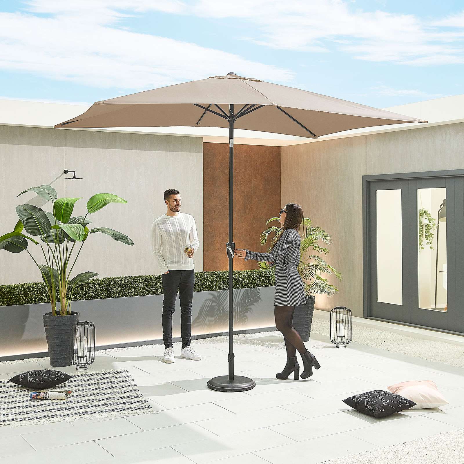 Nova <br> Antigua Aluminium Parasol 3m x 2m Rectangular Taupe - Image 3
