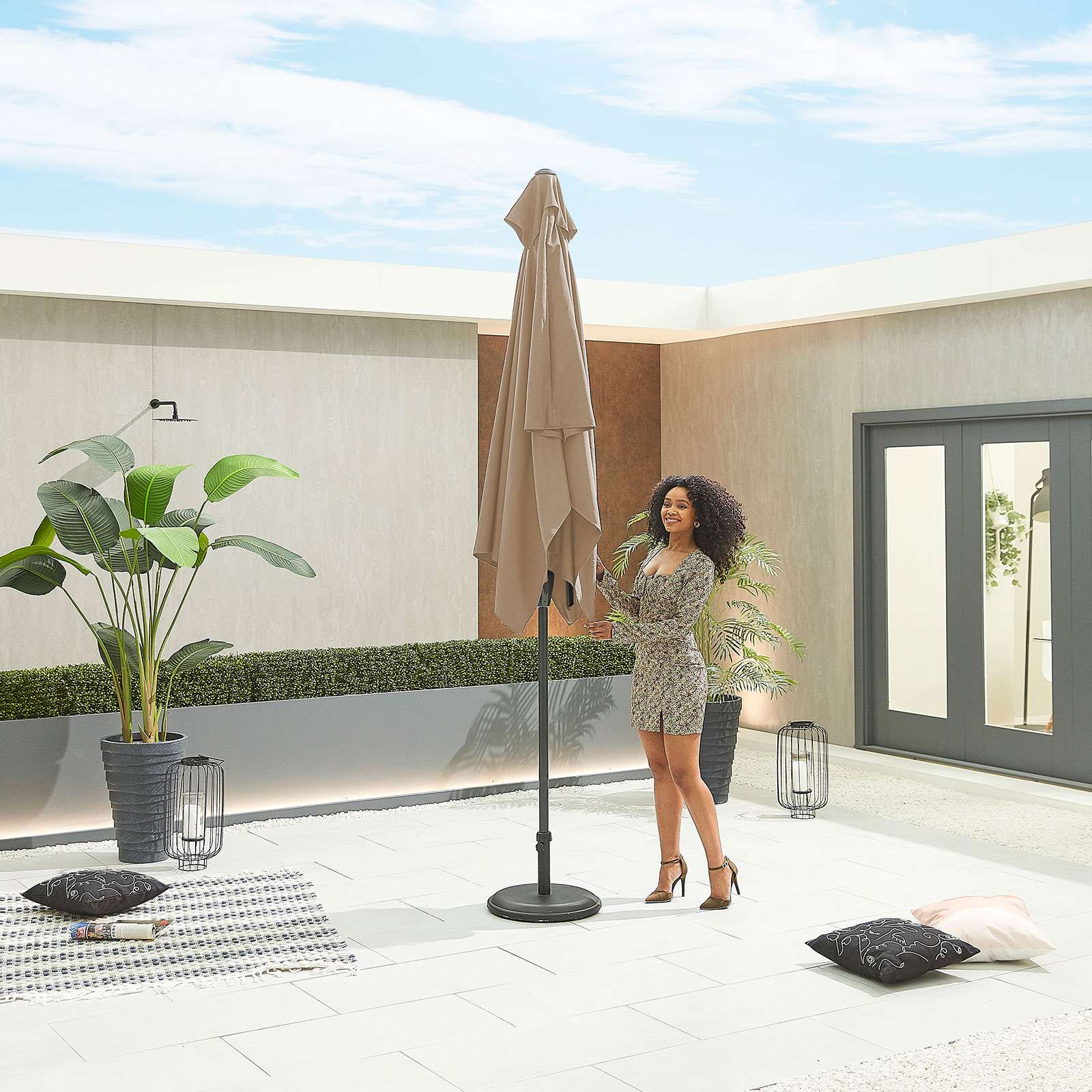 Nova <br> Antigua Aluminium Parasol 3m x 2m Rectangular Taupe - Image 4