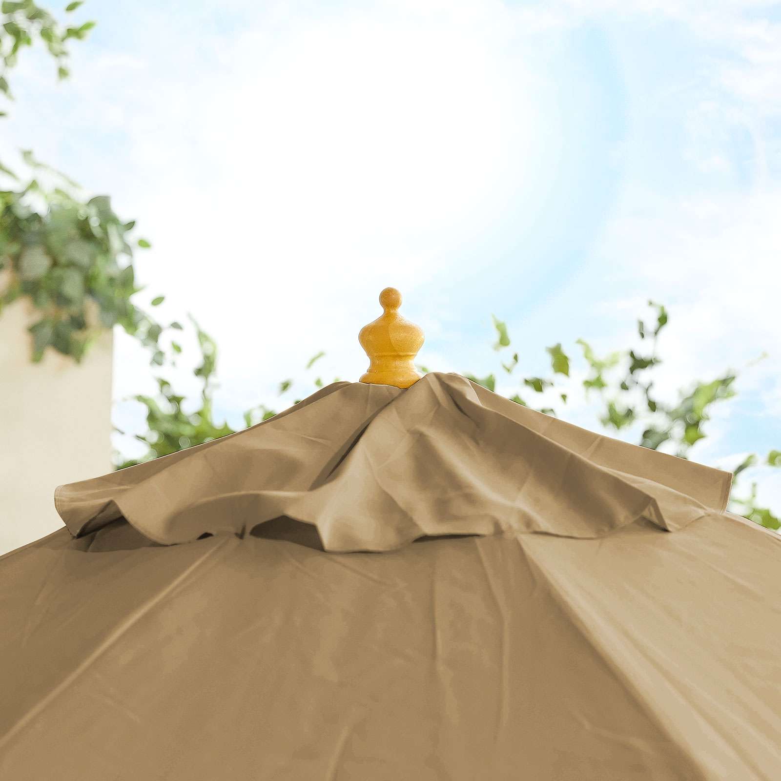 Nova <br> Dominica Wooden Parasol - 3m Round Taupe - Image 6