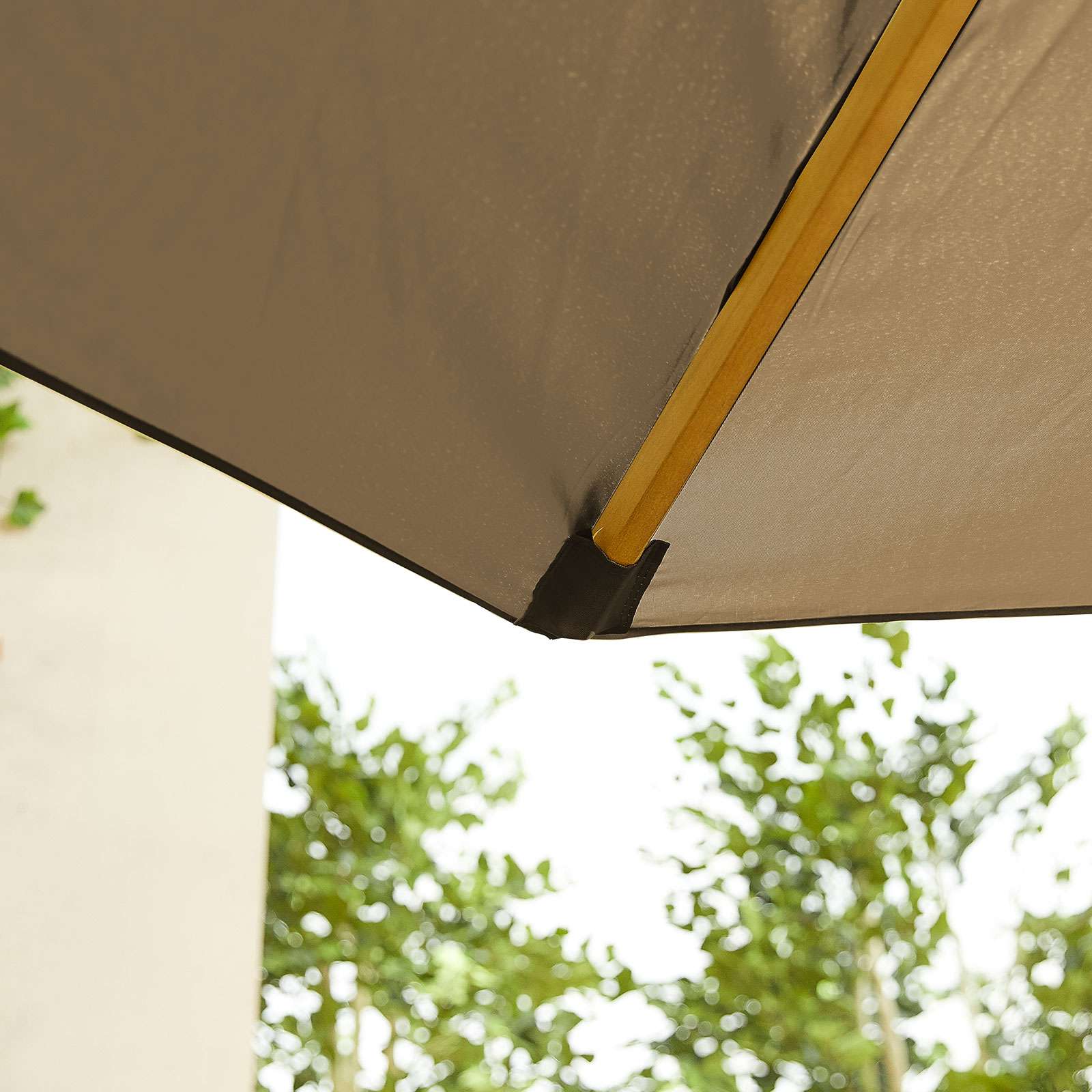 Nova <br> Dominica Wooden Parasol - 3m Round Taupe - Image 7