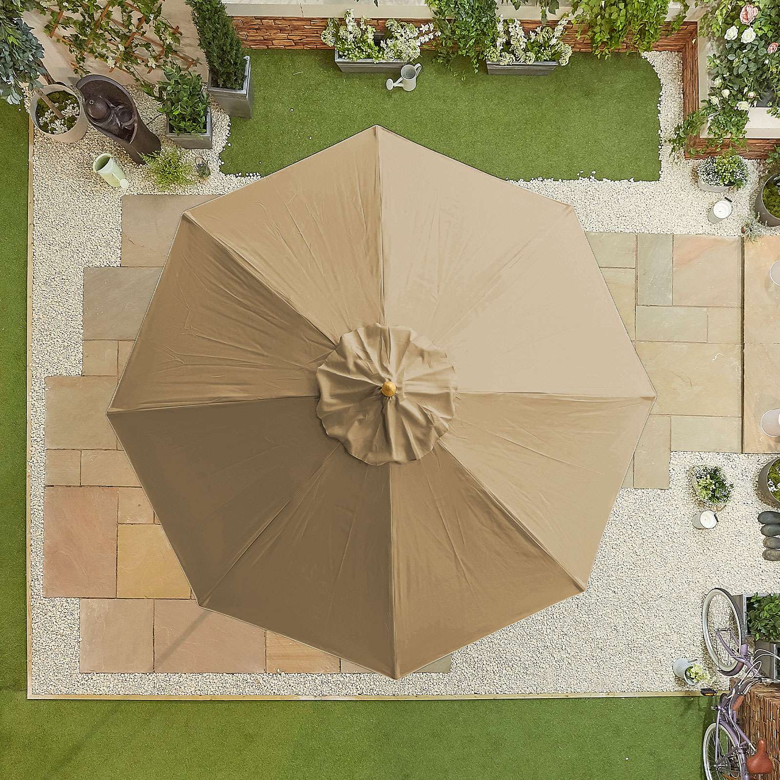 Nova <br> Dominica Wooden Parasol - 3m Round Taupe - Image 8