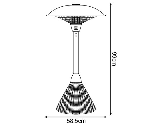 Nova <br> Patio Heater 2100w Rattan Table Top Grey - Image 7