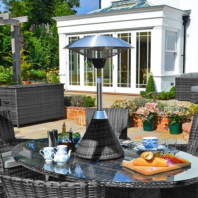 Nova <br> Patio Heater 2100w Rattan Table Top Grey