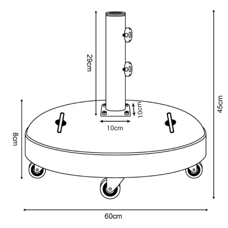Nova <br> Parasol Base 50kg Concrete with Wheels - Image 9