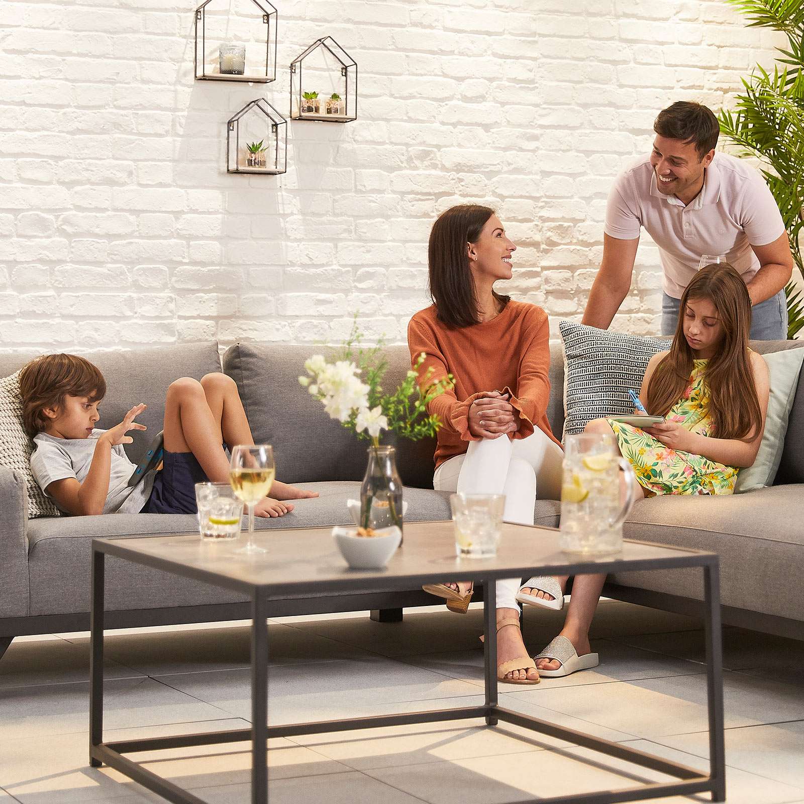 Nova <br> Tranquility Outdoor Fabric Corner Sofa Set with Coffee Table Light Grey - Image 4