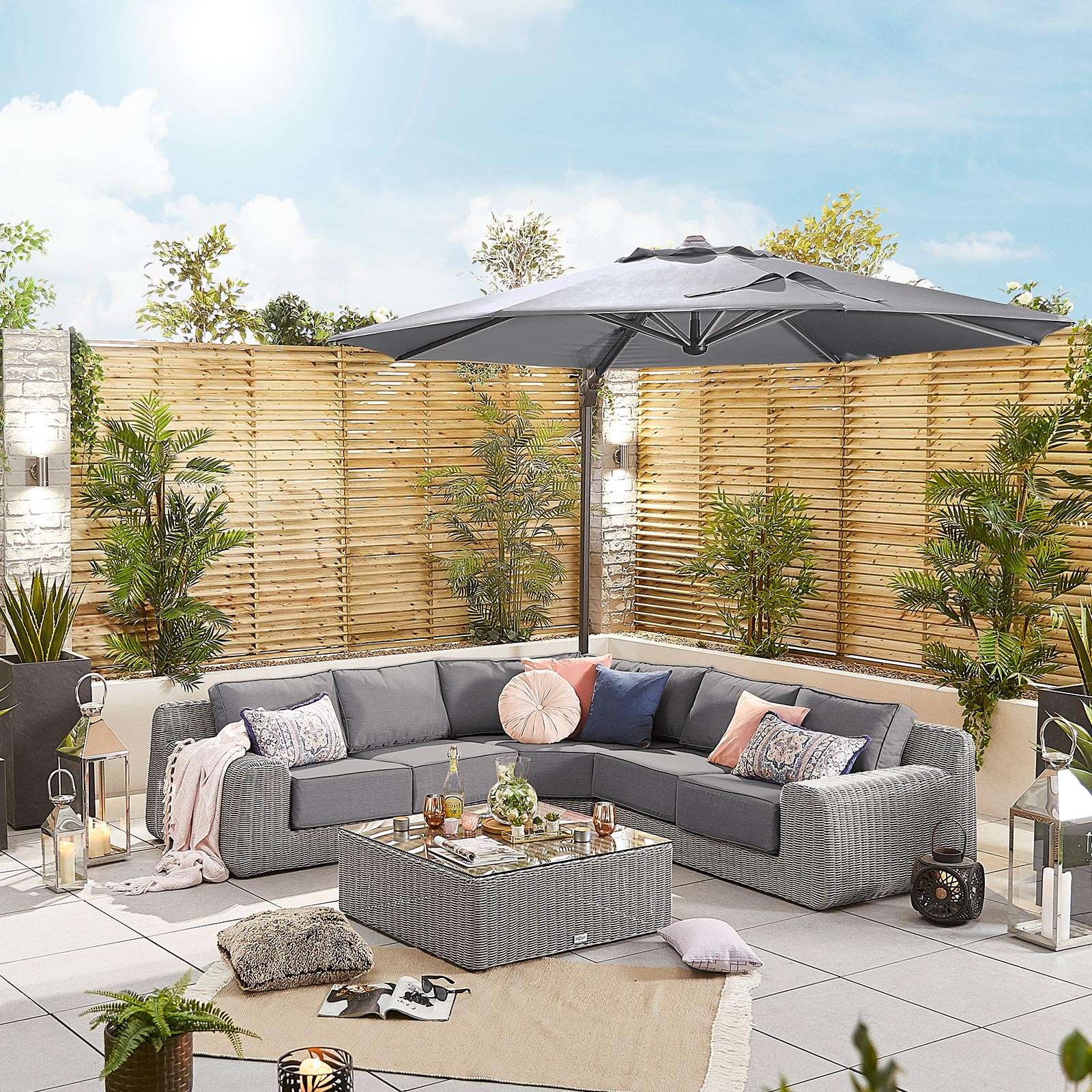 Nova <br> Galaxy LED Cantilever Parasol - 3.5m Round Grey - Image 6
