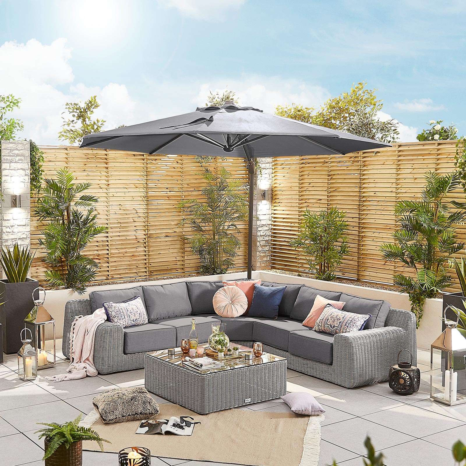 Nova <br> Galaxy LED Cantilever Parasol - 3.5m Round Grey - Image 7