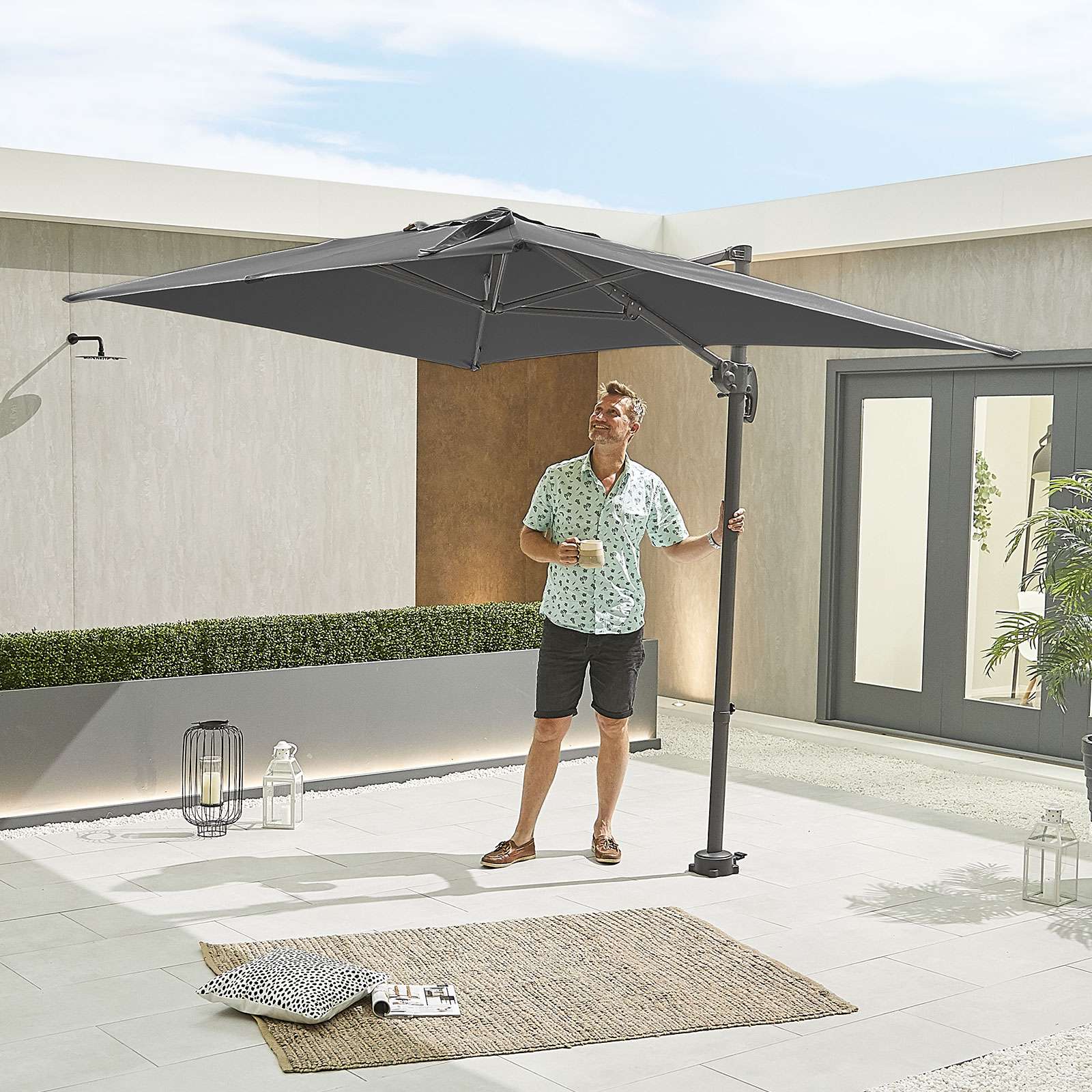 Nova <br> Apollo Cantilever Parasol 3m x 2m Rectangular Grey