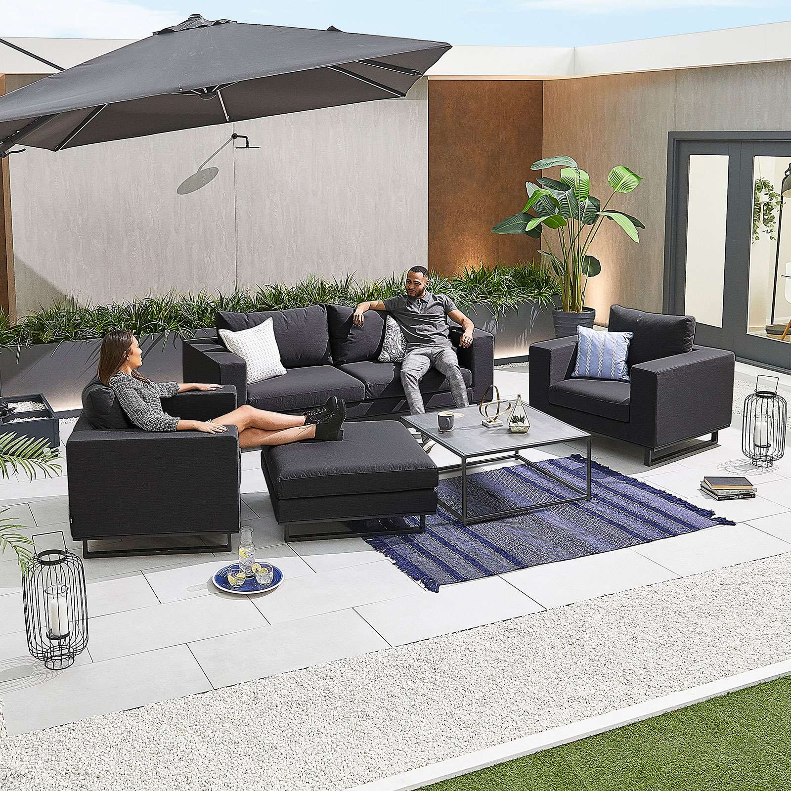 Nova <br> Eden Outdoor Fabric 2 Seat Sofa Set Dark Grey - Image 2