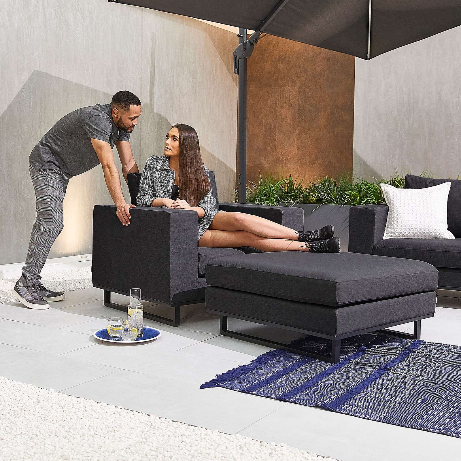 Nova <br> Eden Outdoor Fabric 2 Seat Sofa Set Dark Grey - Image 3