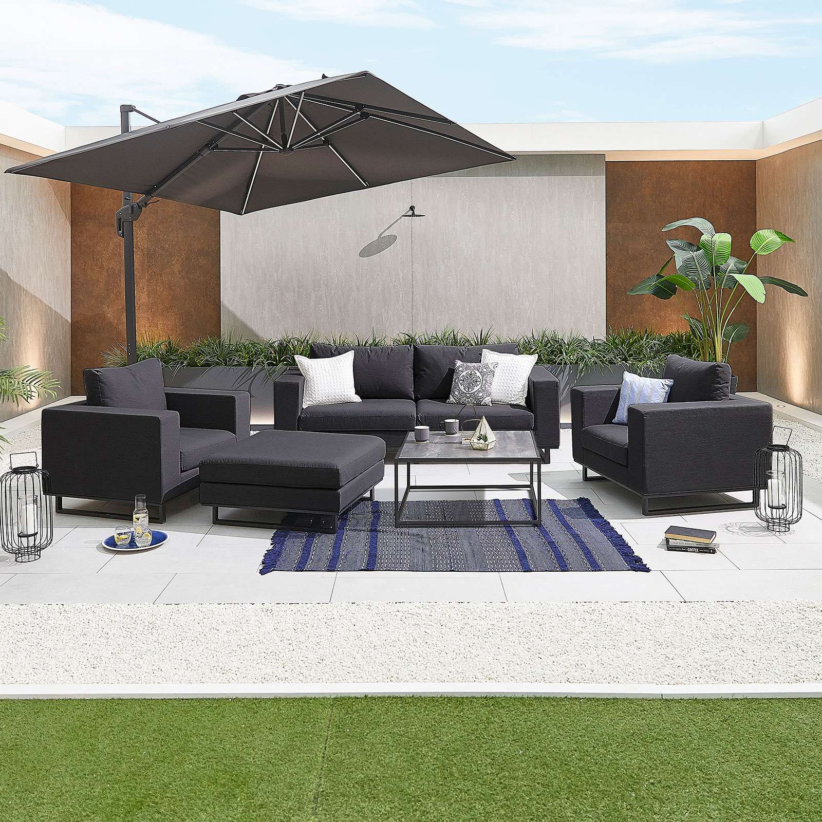 Nova <br> Eden Outdoor Fabric 2 Seat Sofa Set Dark Grey - Image 6