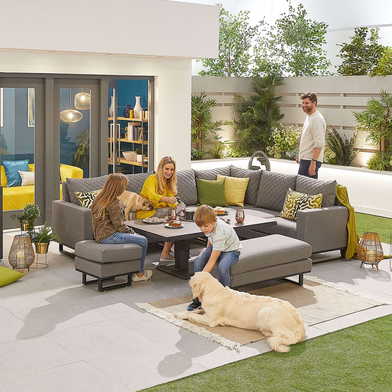 Nova <br> Eclipse Corner Dining Set with Stools & Rising Table Light Grey - Image 2