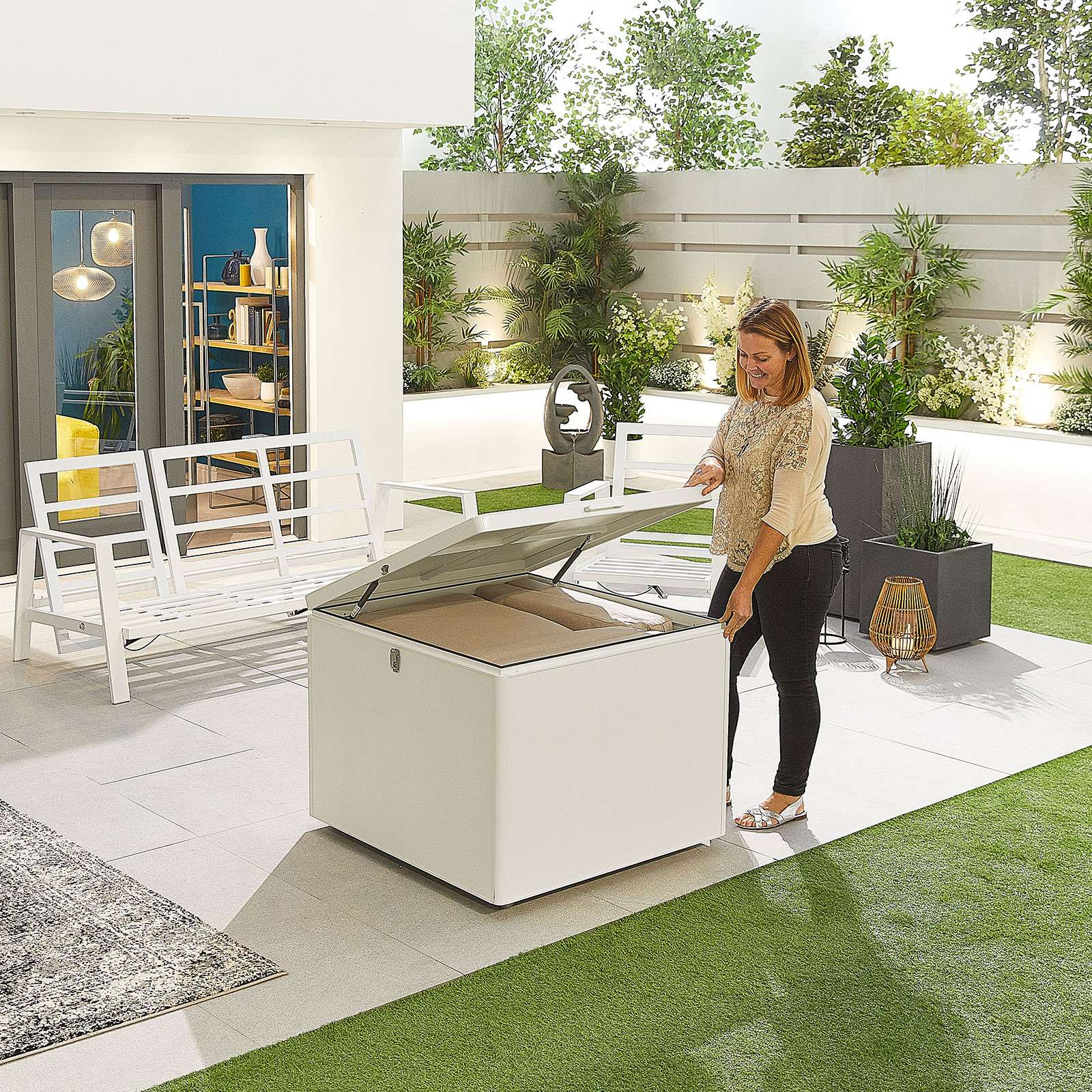 Nova <br> Small Aluminium Storage Box (90cm W x 90cm D x 72cm H) White - Image 2