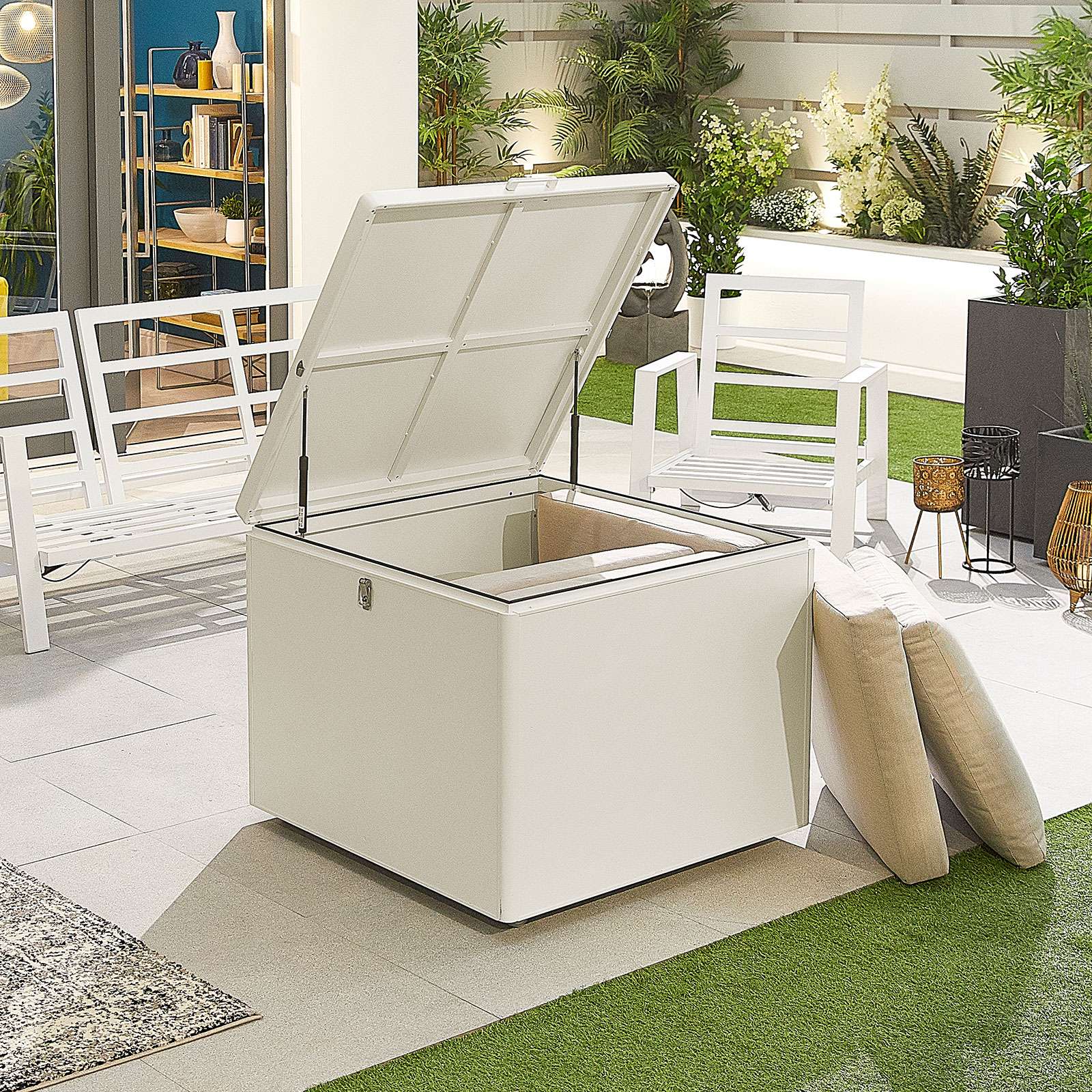 Nova <br> Small Aluminium Storage Box (90cm W x 90cm D x 72cm H) White