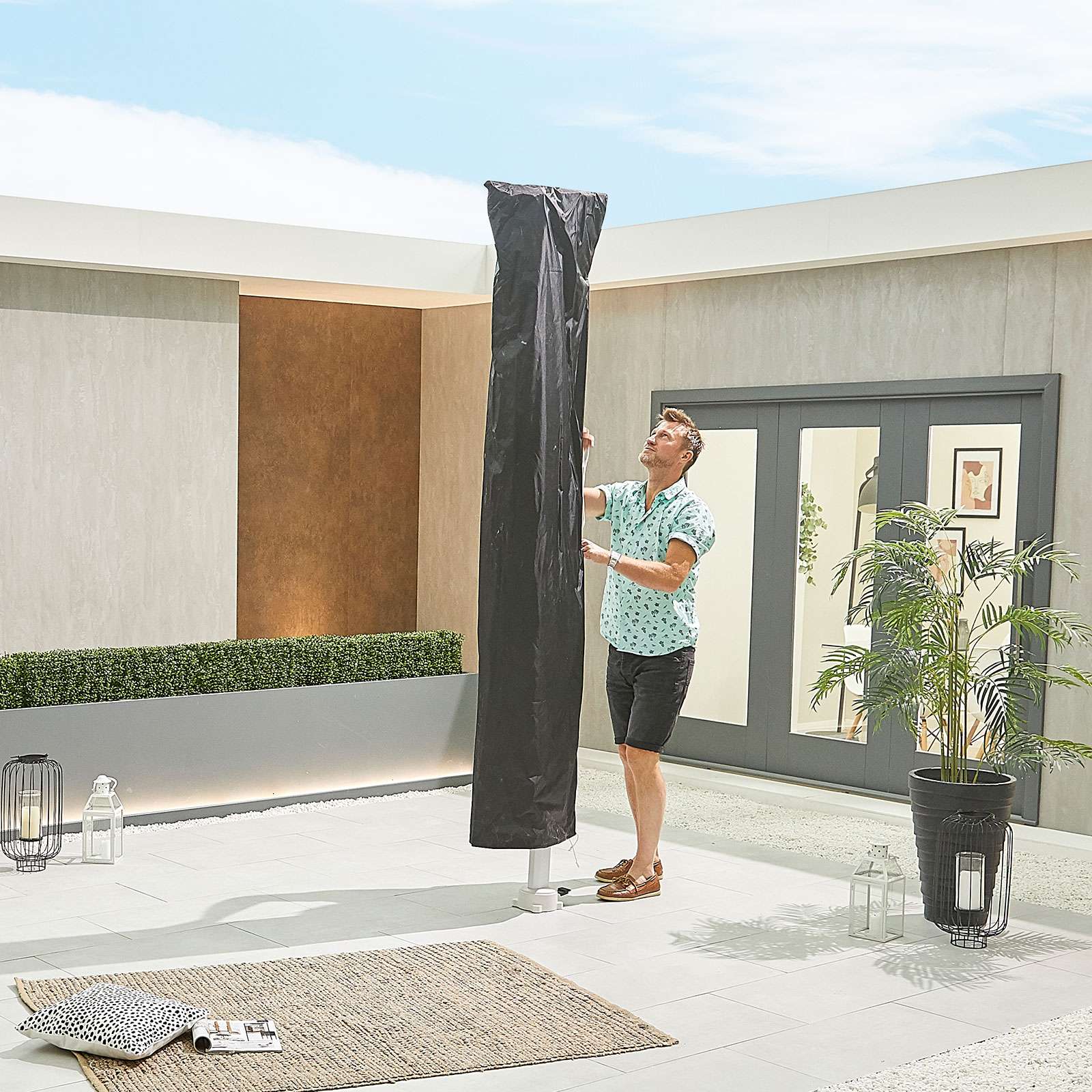 Nova <br> White Genesis Cantilever Parasol 3.5m Round Grey - Image 7