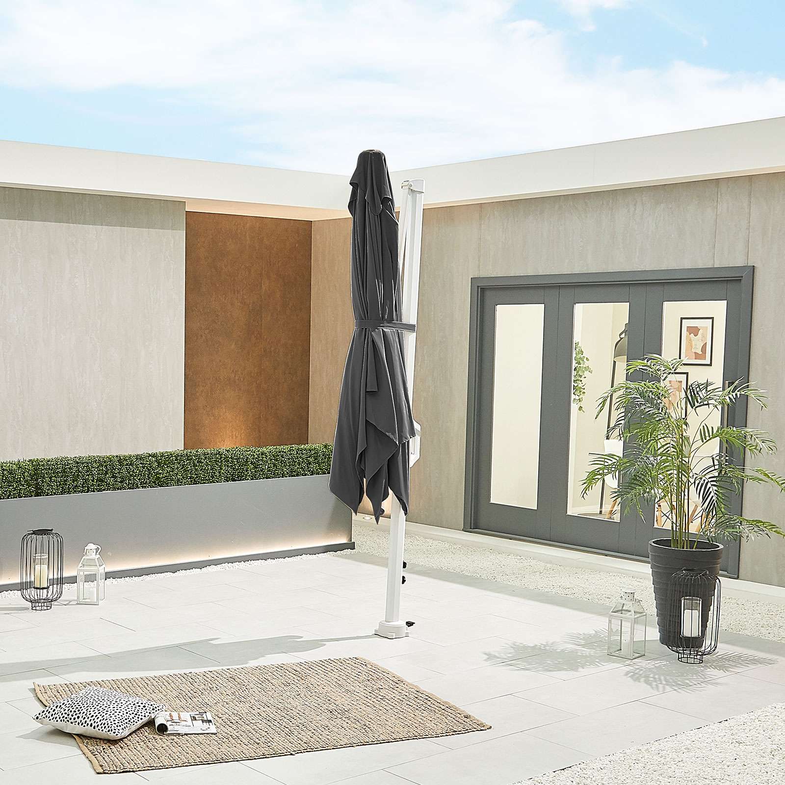 Nova <br> White Genesis Cantilever Parasol 3m x 2.5m Rectangular Grey - Image 8